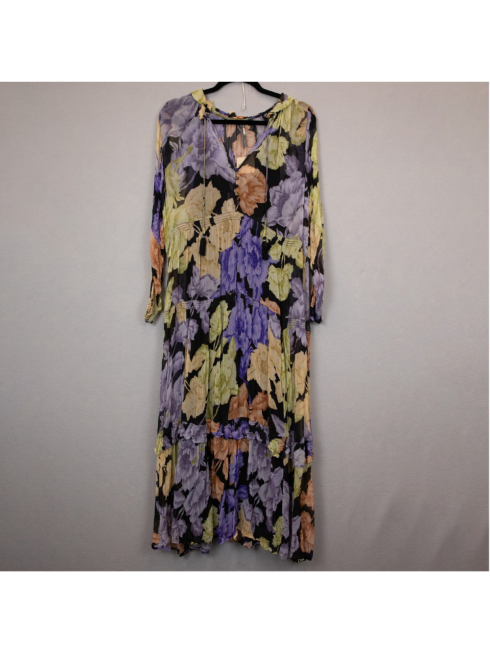 By Anthropologie chiffon floral tiered maxi dress-XLP